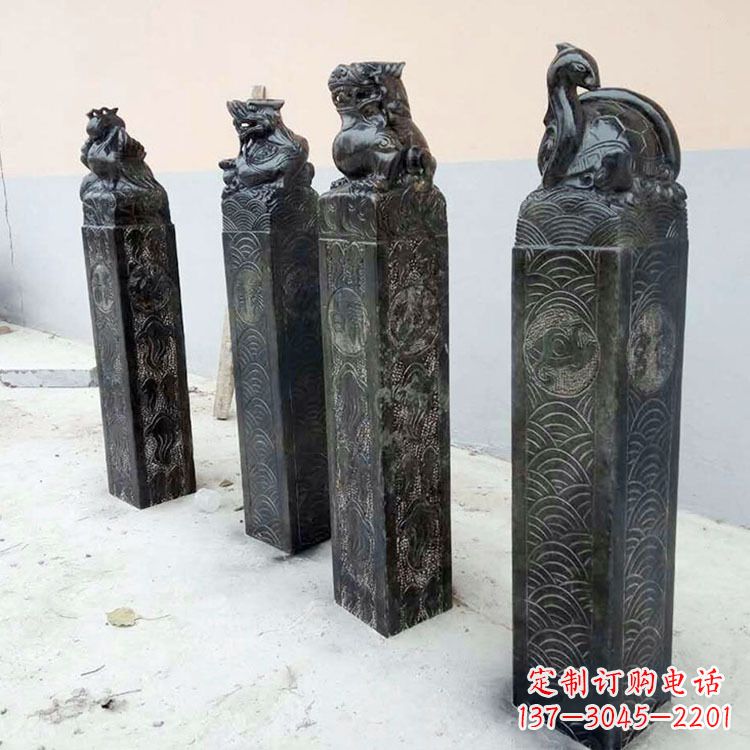 南通四方神兽青石仿古栓马柱