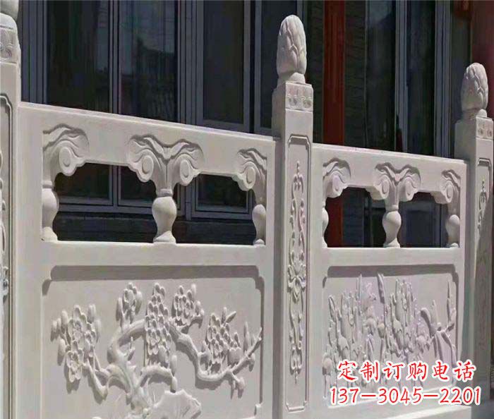 南通寺庙景观汉白玉石浮雕栏板 (2)