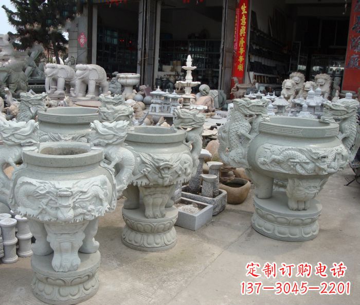 南通寺庙景观龙头石雕水缸