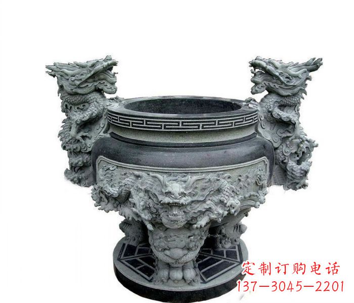南通寺庙景观龙头水缸石雕 (2)