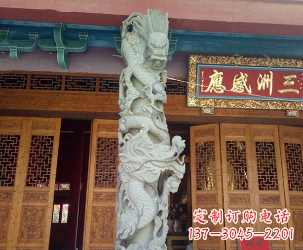 南通寺庙景观龙柱石雕 (2)