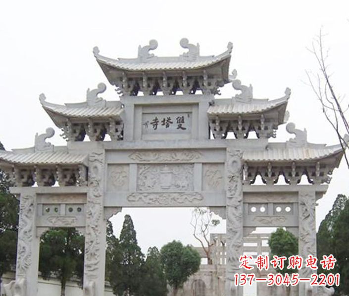 南通寺庙三门牌坊石雕 (2)