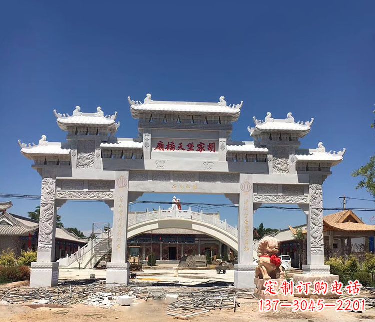 南通寺庙三门五楼石牌坊石雕_1