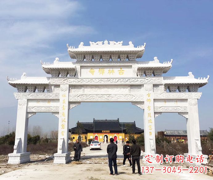 南通寺庙三门五楼石牌坊石雕_2