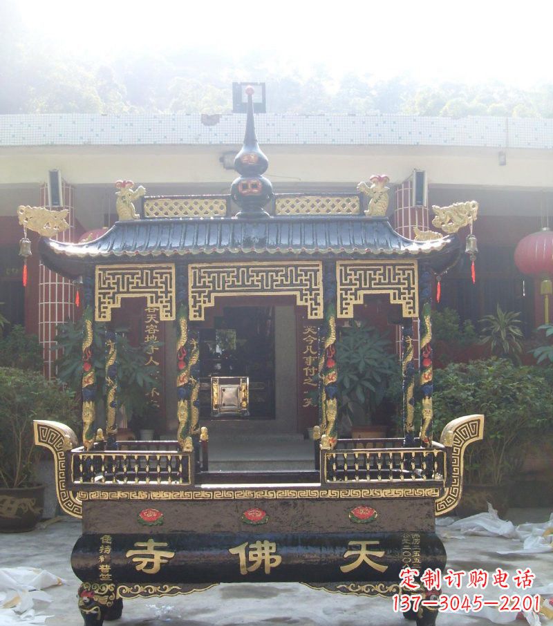 南通寺庙铸铜四足方形带顶香炉