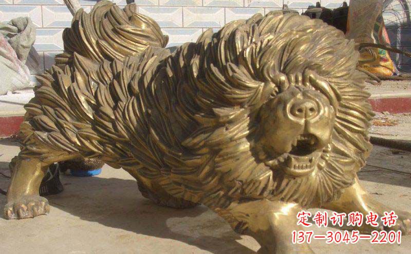 南通松狮犬动物铜雕