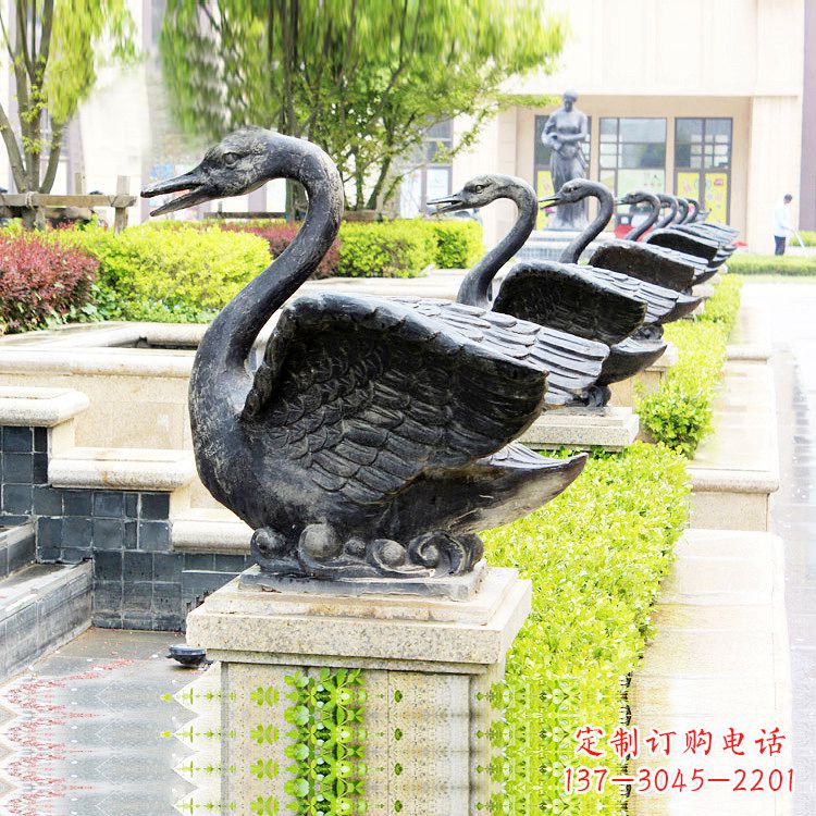 南通天鹅铜雕喷水喷泉-纯铜铸造公园水渠水景动物雕塑