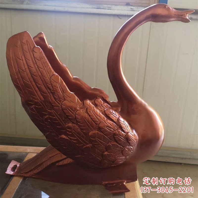 南通天鹅铜雕塑,喷泉吐水天鹅装饰摆件