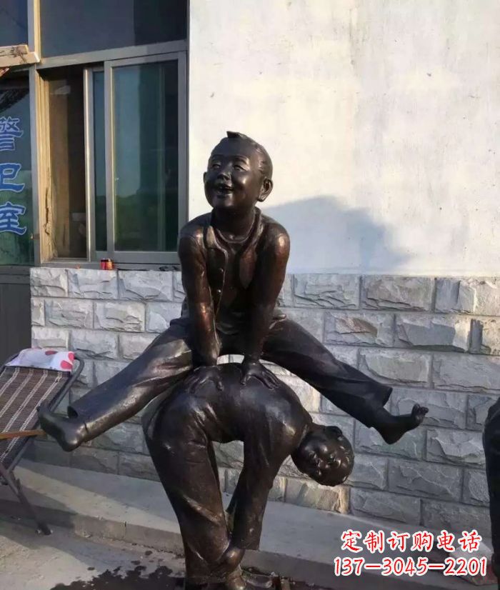 南通跳马儿童铜雕 (2)