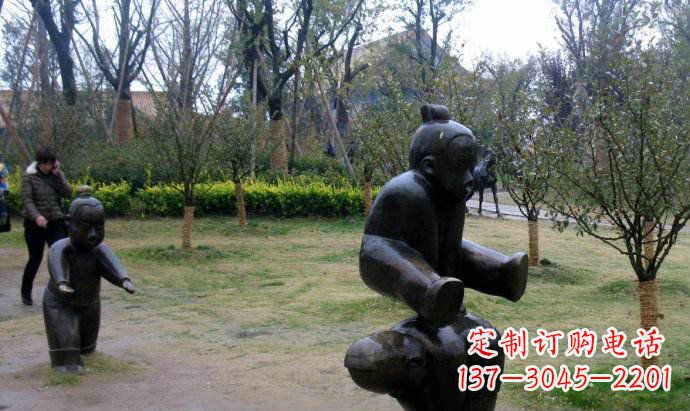 南通跳山羊公园人物铜雕