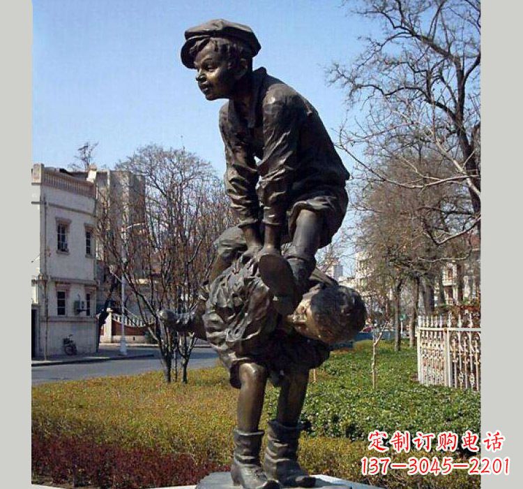 南通跳山羊人物铜雕