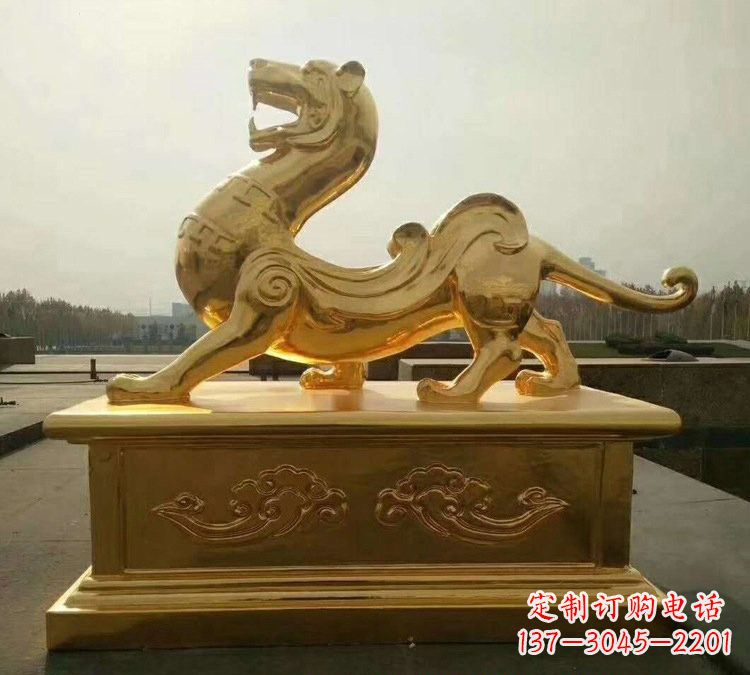 南通贴金古代神兽青龙雕塑