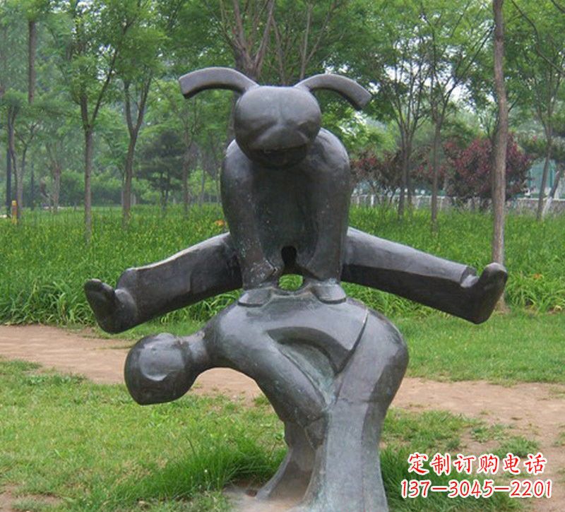 南通铜雕抽象跳山羊儿童