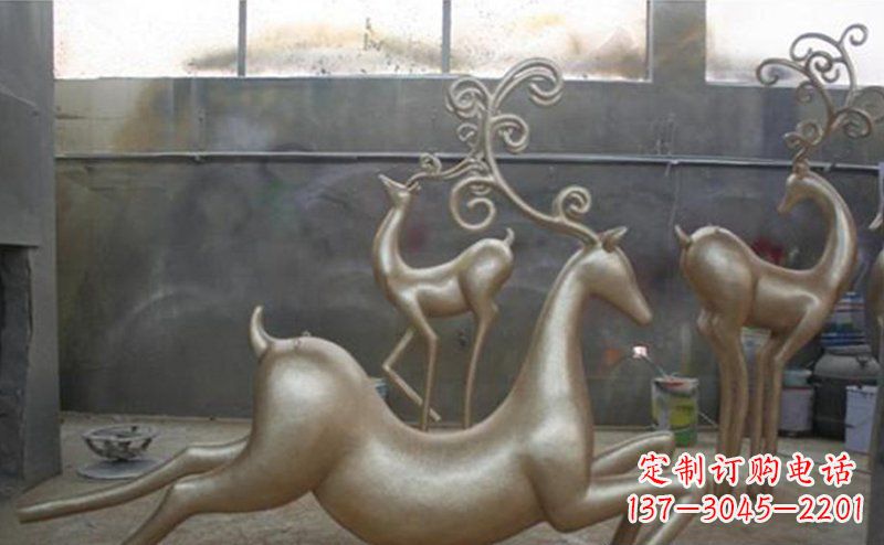 南通铜雕抽象树枝梅花鹿雕塑