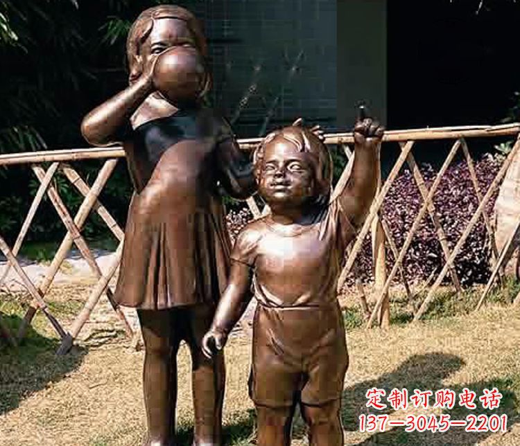 南通铜雕吹气球儿童