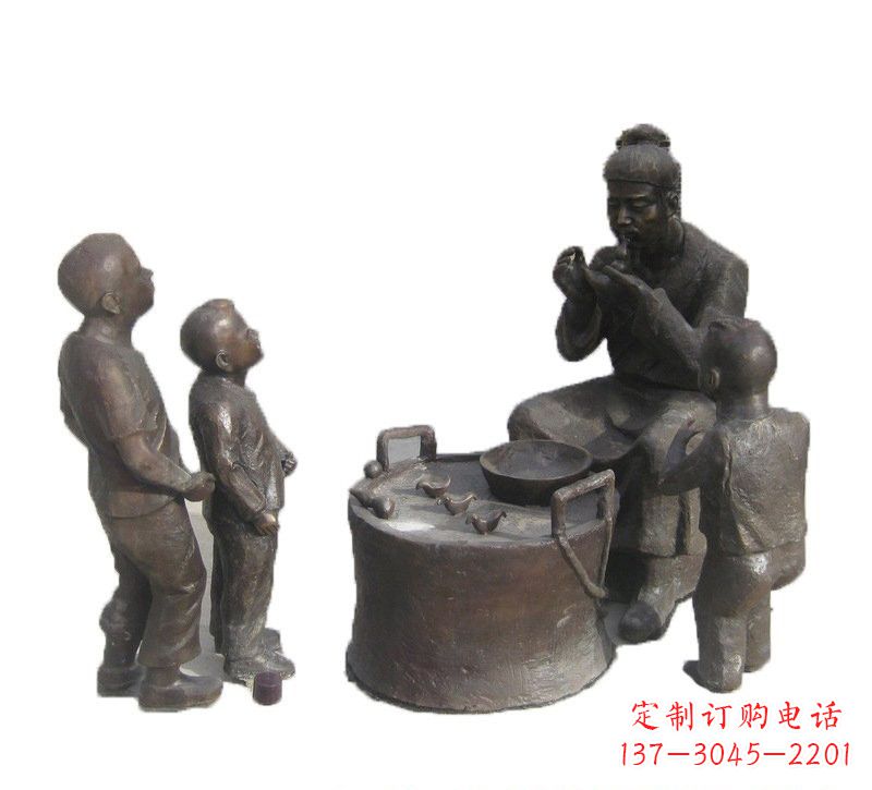 南通铜雕吹糖人的古代人物