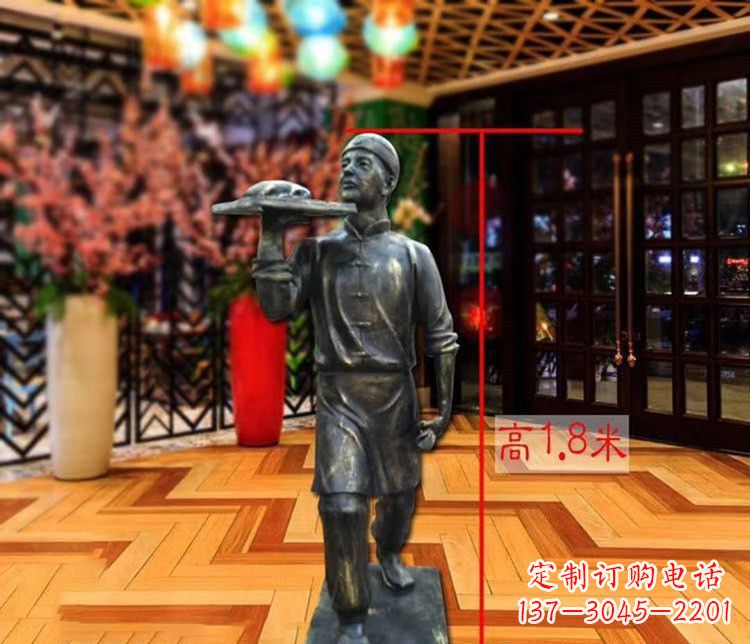 南通铜雕店小二人物雕塑 (2)