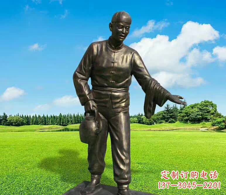 南通铜雕店小二人物雕塑1