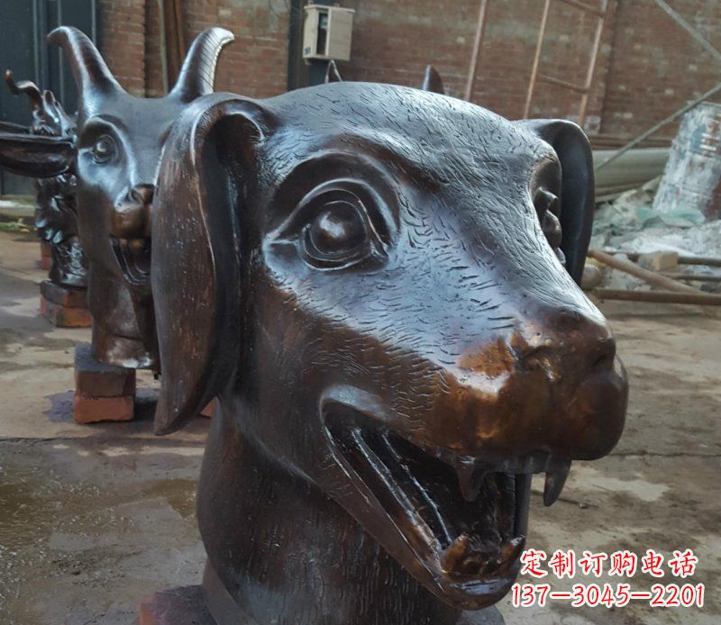 南通铜雕广场生肖动物头像装饰摆件