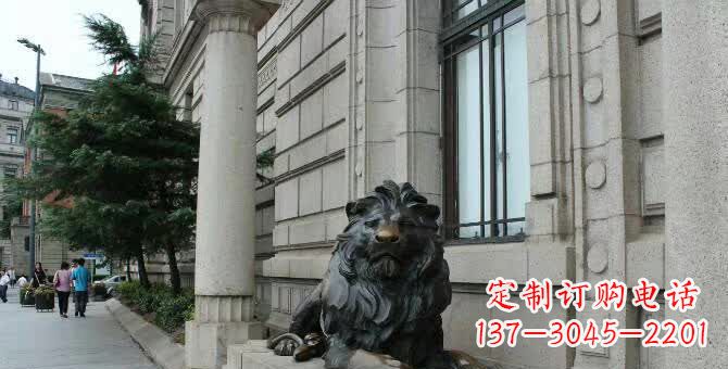 南通铜雕跪姿狮子
