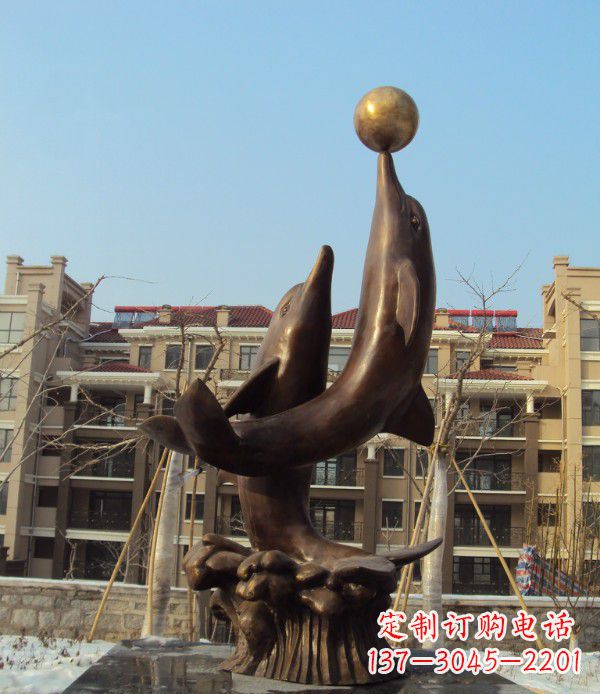 南通铜雕海豚雕塑 (2)