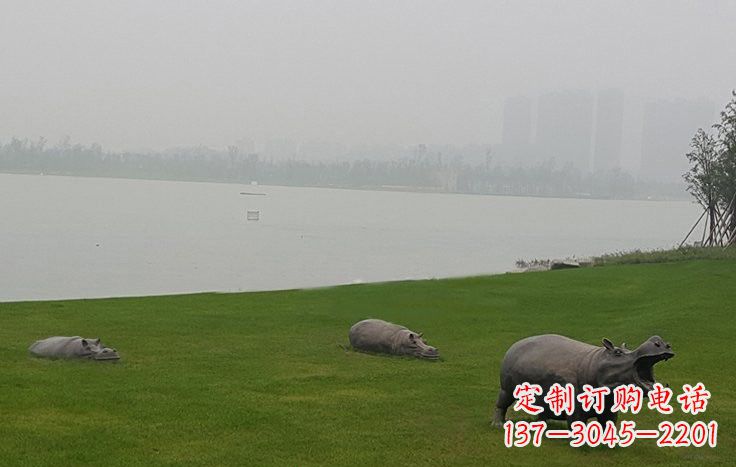 南通铜雕河马公园动物雕塑