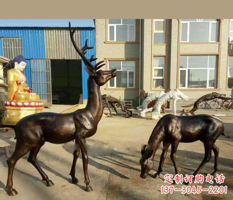 南通铜雕户外公园动物雕塑鹿摆件 (2)