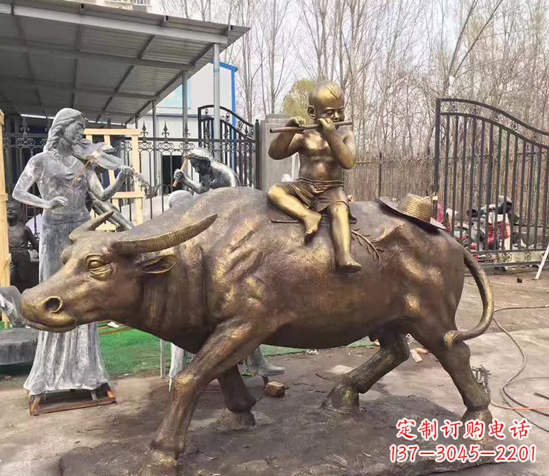 南通铜雕户外牧童骑牛
