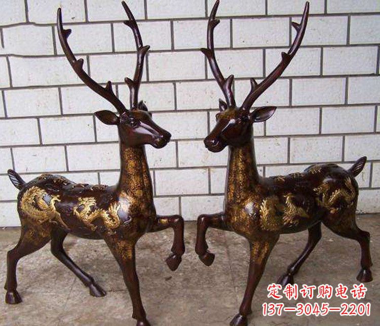 南通铜雕吉祥复古梅花鹿雕塑摆件