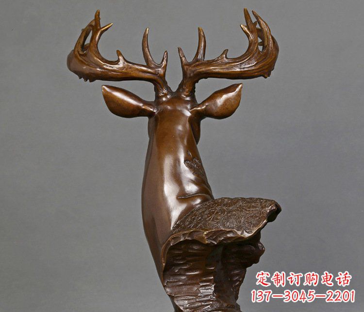 南通铜雕吉祥招财鹿头雕塑摆件