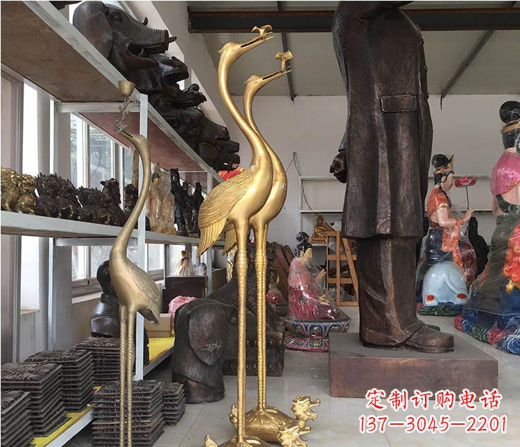 南通铜雕金属仙鹤动物雕塑