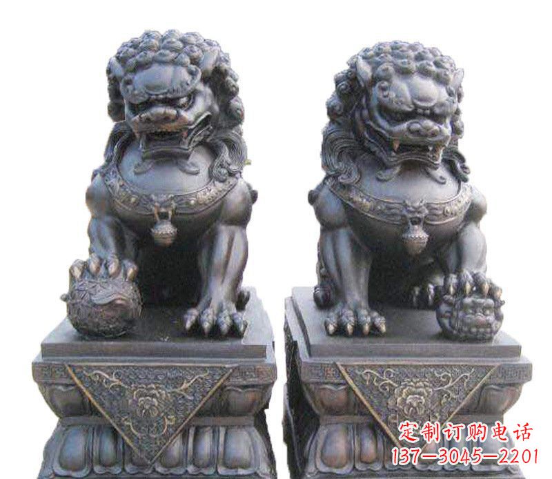 南通铜雕酒店镇宅招财狮子摆件 (2)