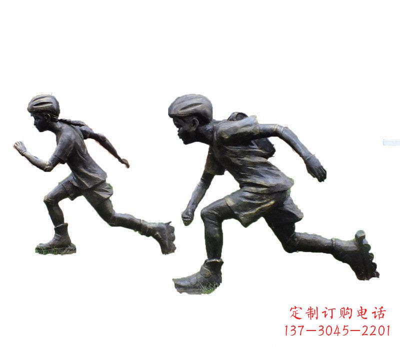 南通铜雕民俗溜冰儿童摆件