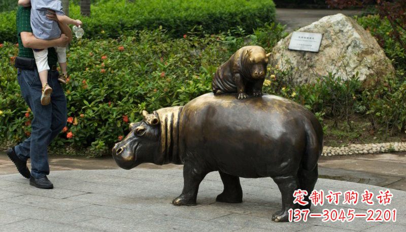 南通铜雕母子河马