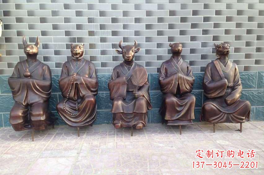 南通铜雕兽首人身十二生肖雕塑