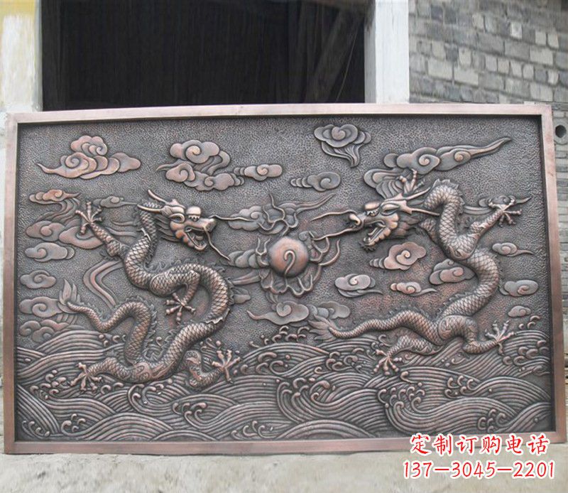 南通铜雕双龙壁画景观摆件