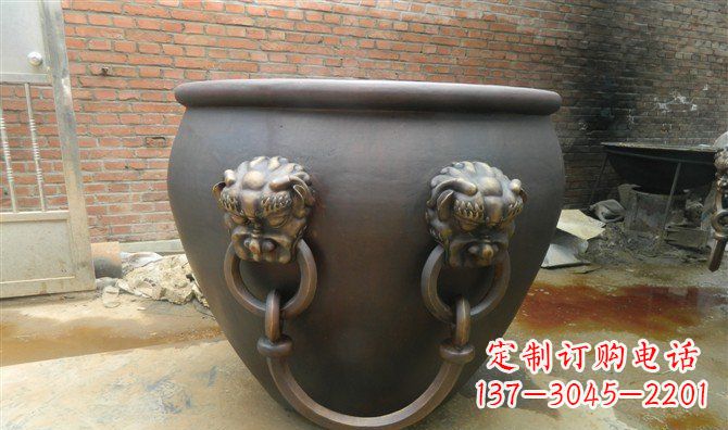南通铜雕水缸寺庙景观雕塑_2