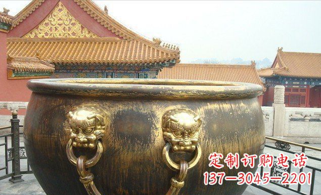 南通铜雕水缸寺庙景观雕塑 (2)