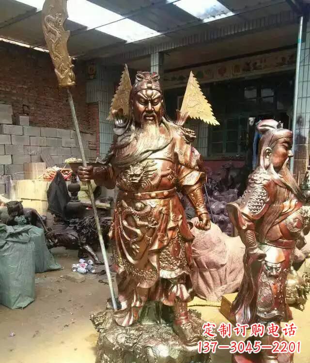 南通铜雕武财神持刀关公雕塑