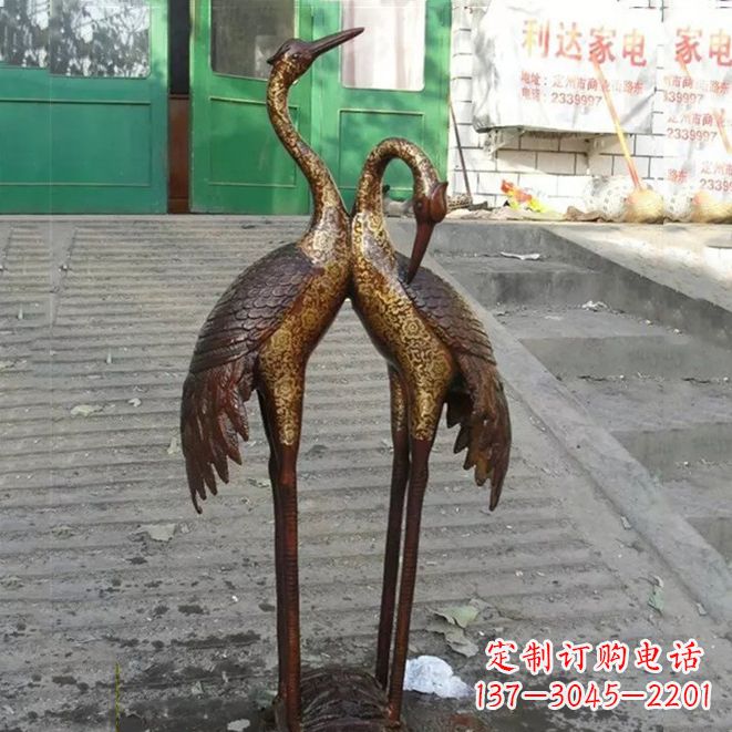 南通铜雕仙鹤夫妻