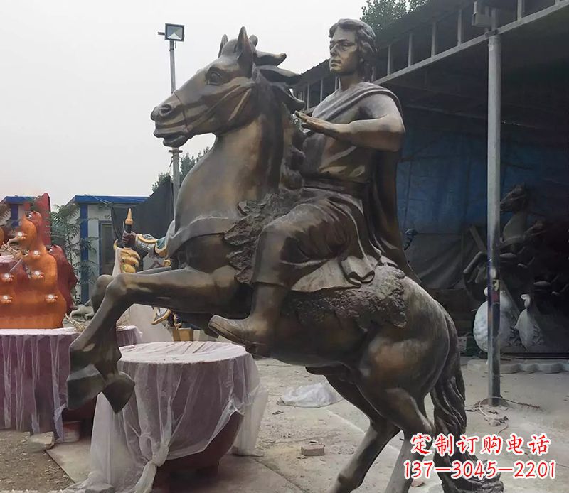 南通铜雕现代骑马人物公园景观