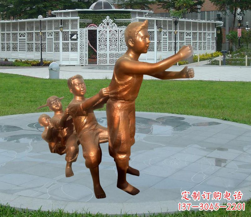 南通铜雕小区玩游戏儿童