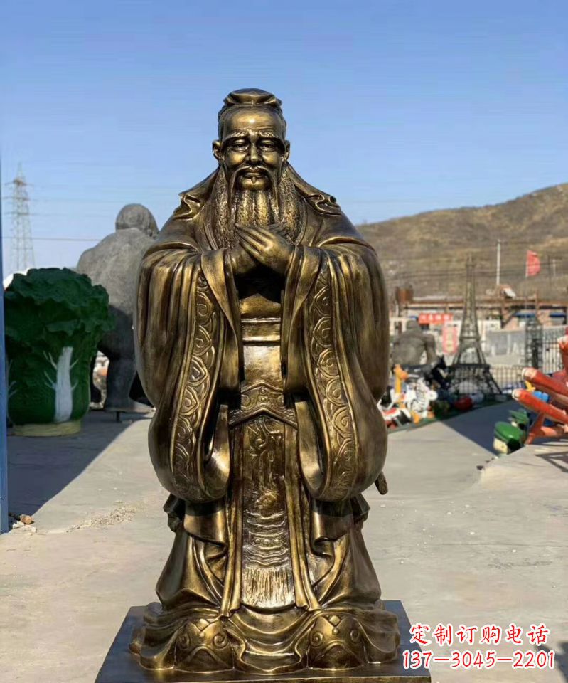 南通铜雕学校孔子人物雕塑
