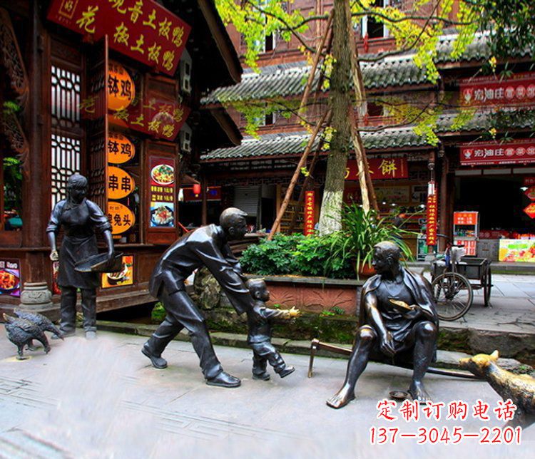 南通铜雕学走路儿童街道人物雕塑