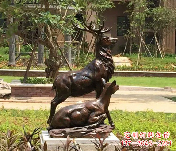 南通铜雕园林梅花鹿雕塑摆件