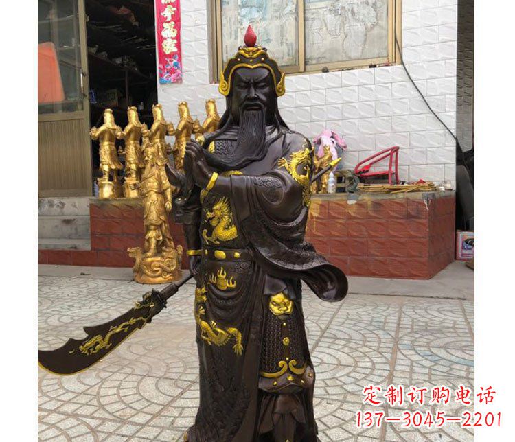 南通铜雕镇宅关公寺庙神像雕塑摆件 (2)