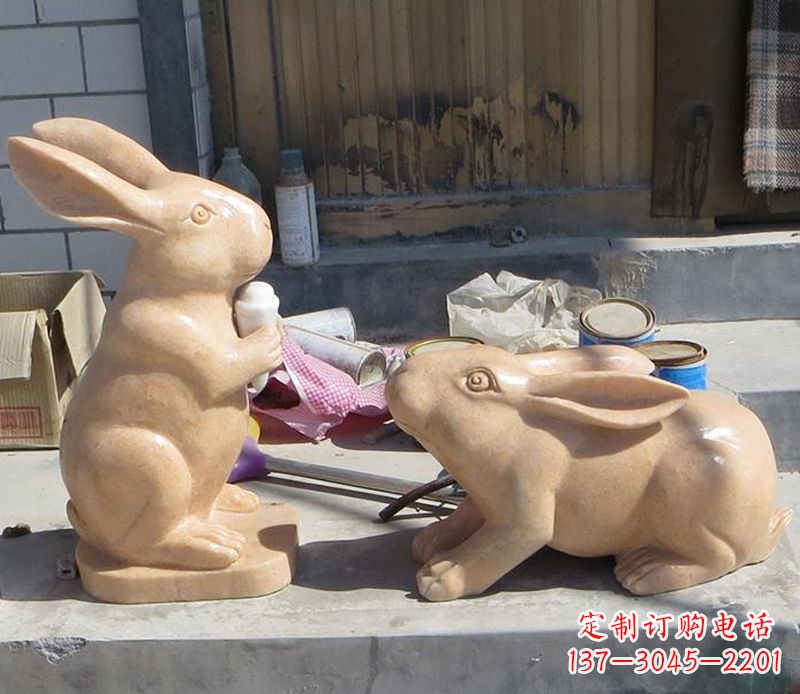 南通兔子石雕公园动物摆件