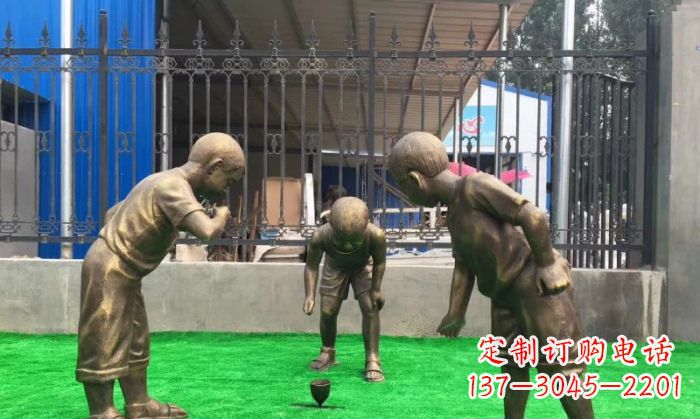 南通玩陀螺儿童铜雕