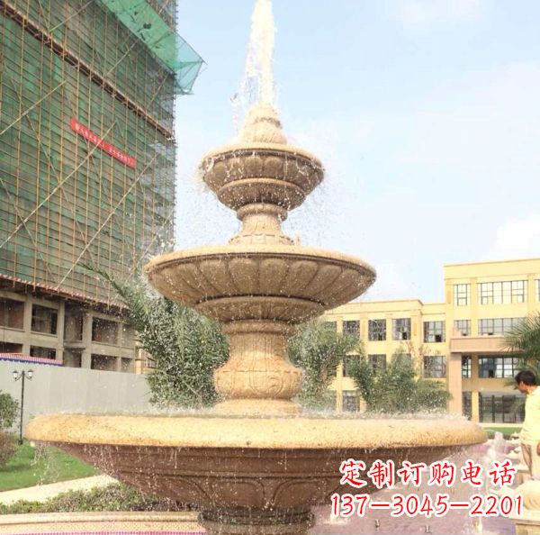 南通晚霞红大型多层喷泉石雕