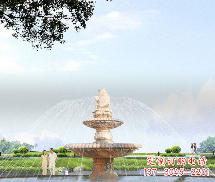 南通晚霞红多层大型石雕喷泉 (4)